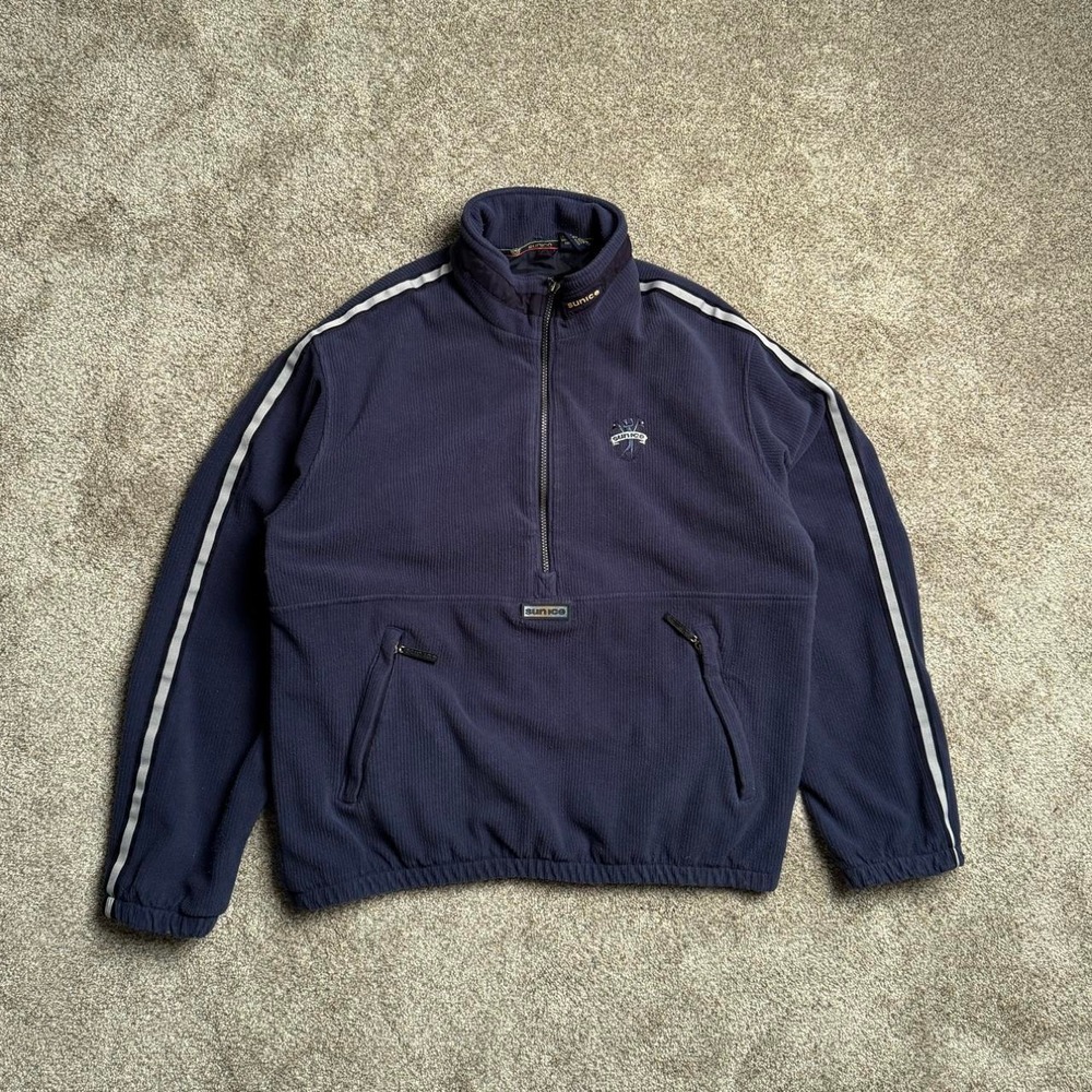 NAVY VINTAGE SUNICE RIB KNIT HALF ZIP JACKET